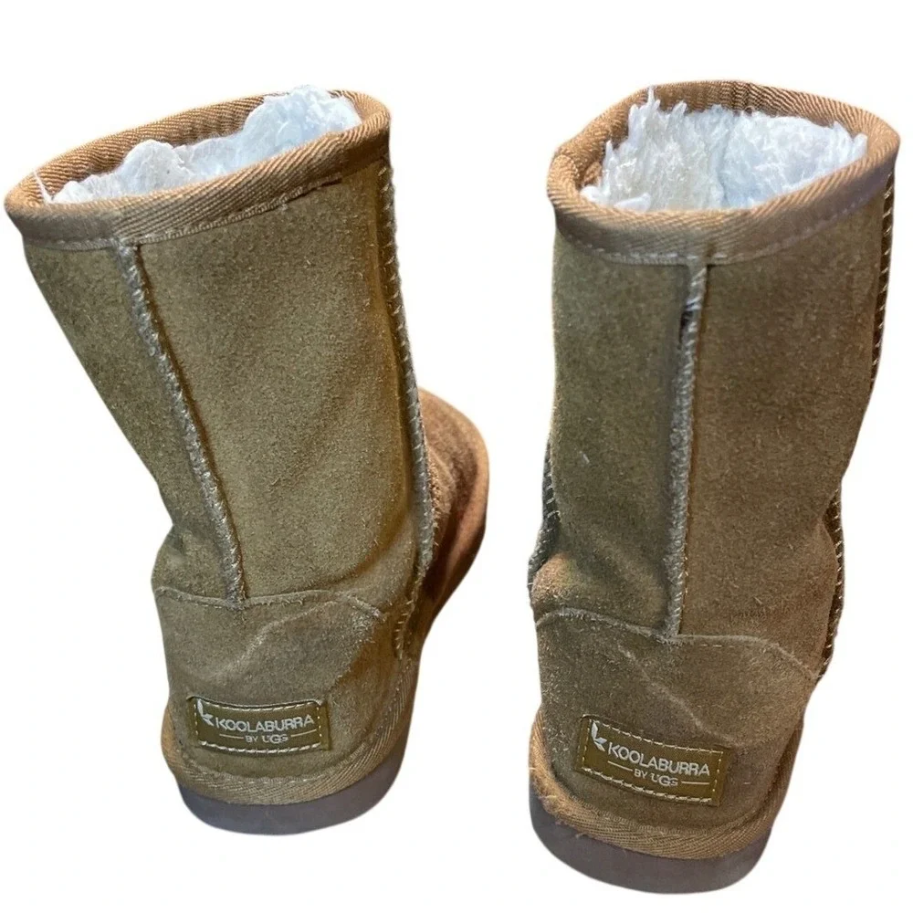 Koolaburra by UGG Girls Tan‎ Leather Suede Mid Calf Boots Girls Size 2